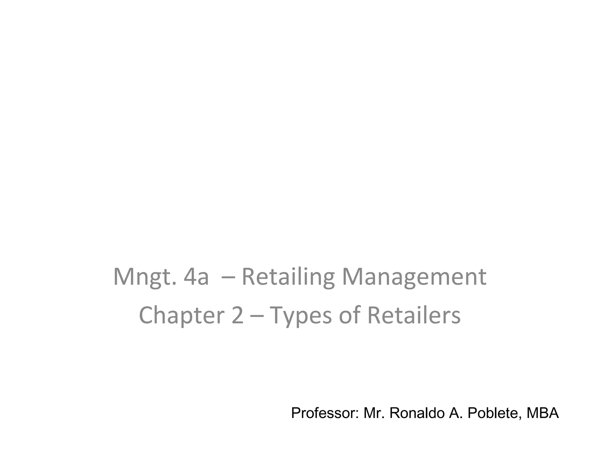 types of retailers. PPT