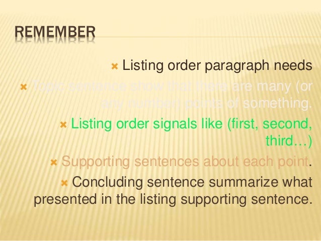 chap2 1 listing order paragraph order listing
