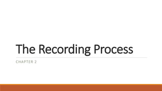 The Recording Process
CHAPTER 2
 