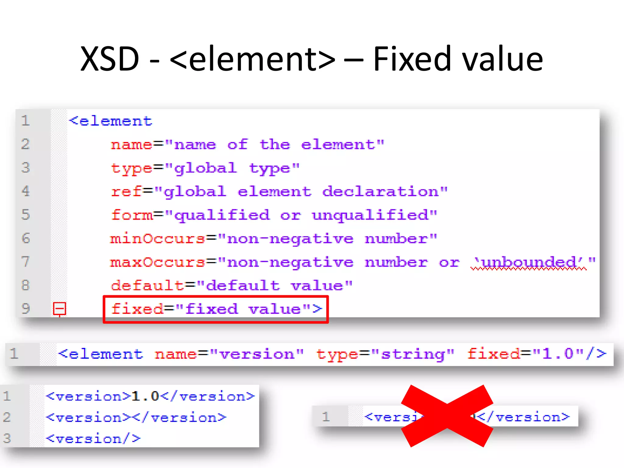 XSD - <element> – Fixed value 