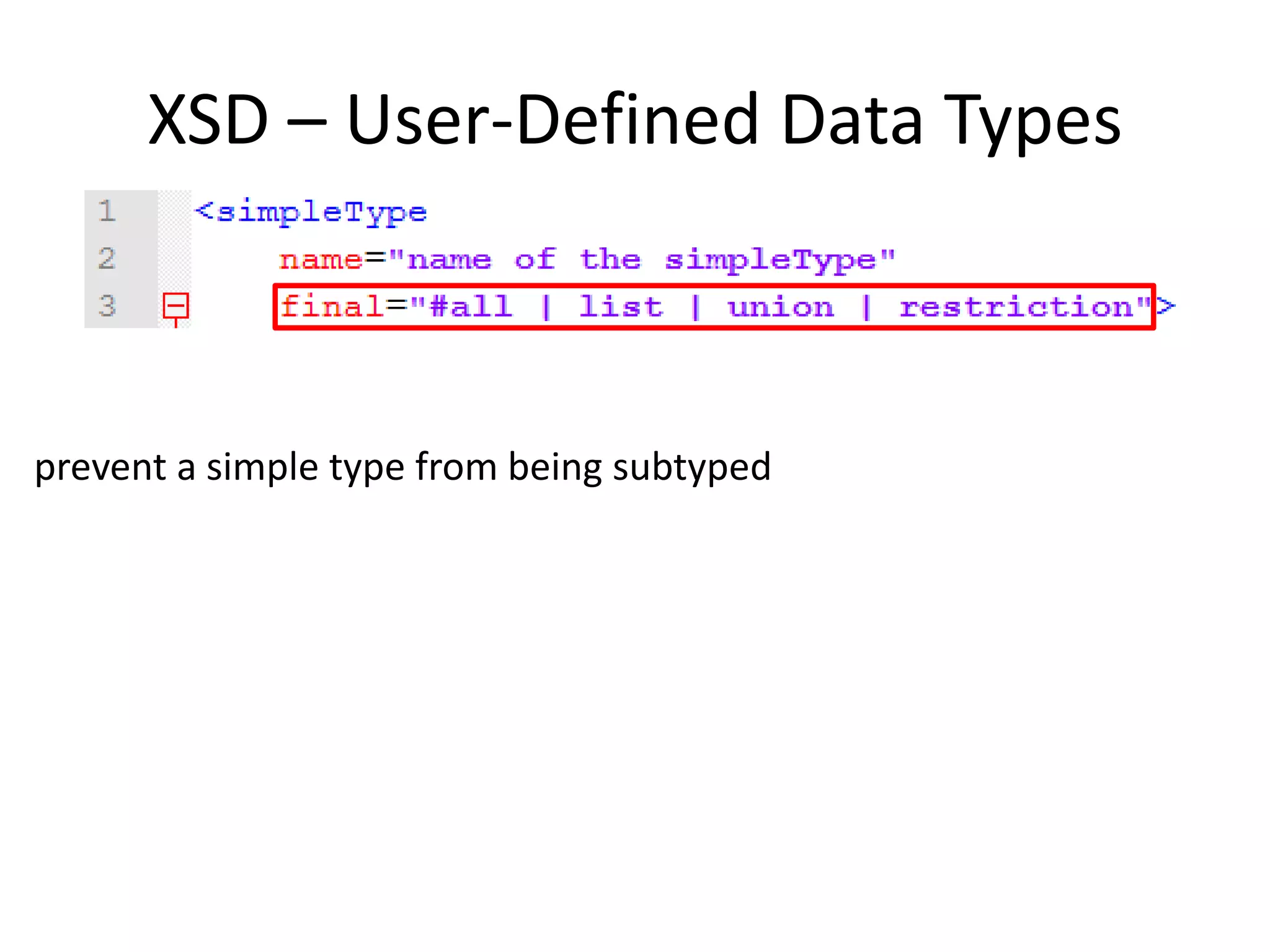 XSD – User-Defined Data Types prevent a simple type from being subtyped 