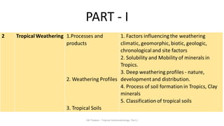 PART - I
LM Thakare - Tropical Geomorphology -Part 1
 