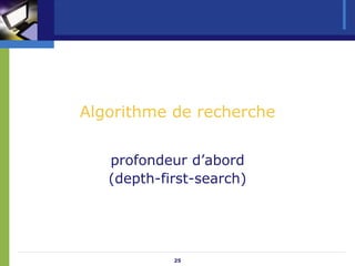 25
Algorithme de recherche
profondeur d’abord
(depth-first-search)
 