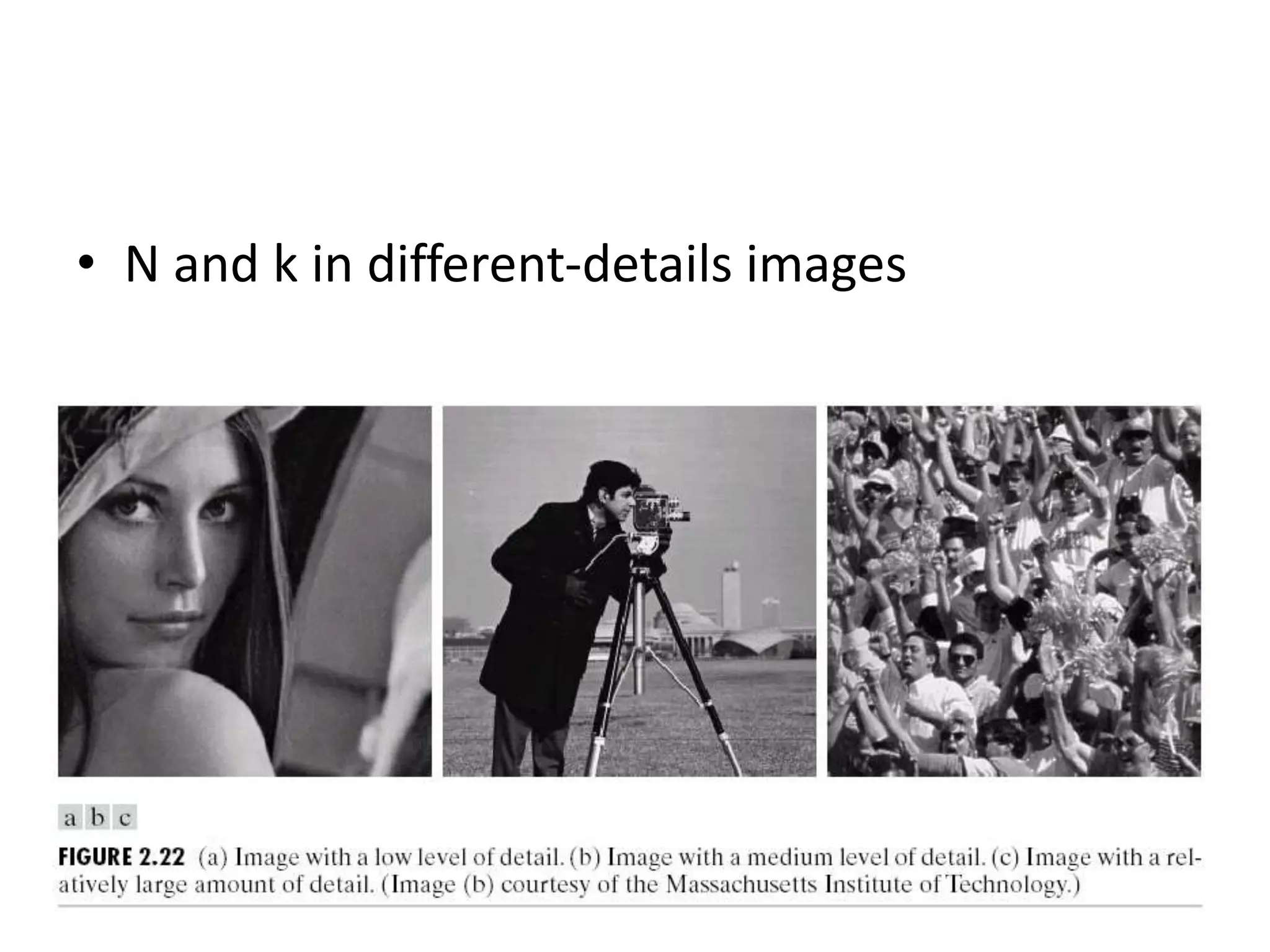 • N and k in different-details images 