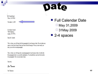 17
 Full Calendar Date
 May 31,2009
 31May 2009
 2-4 spaces
 