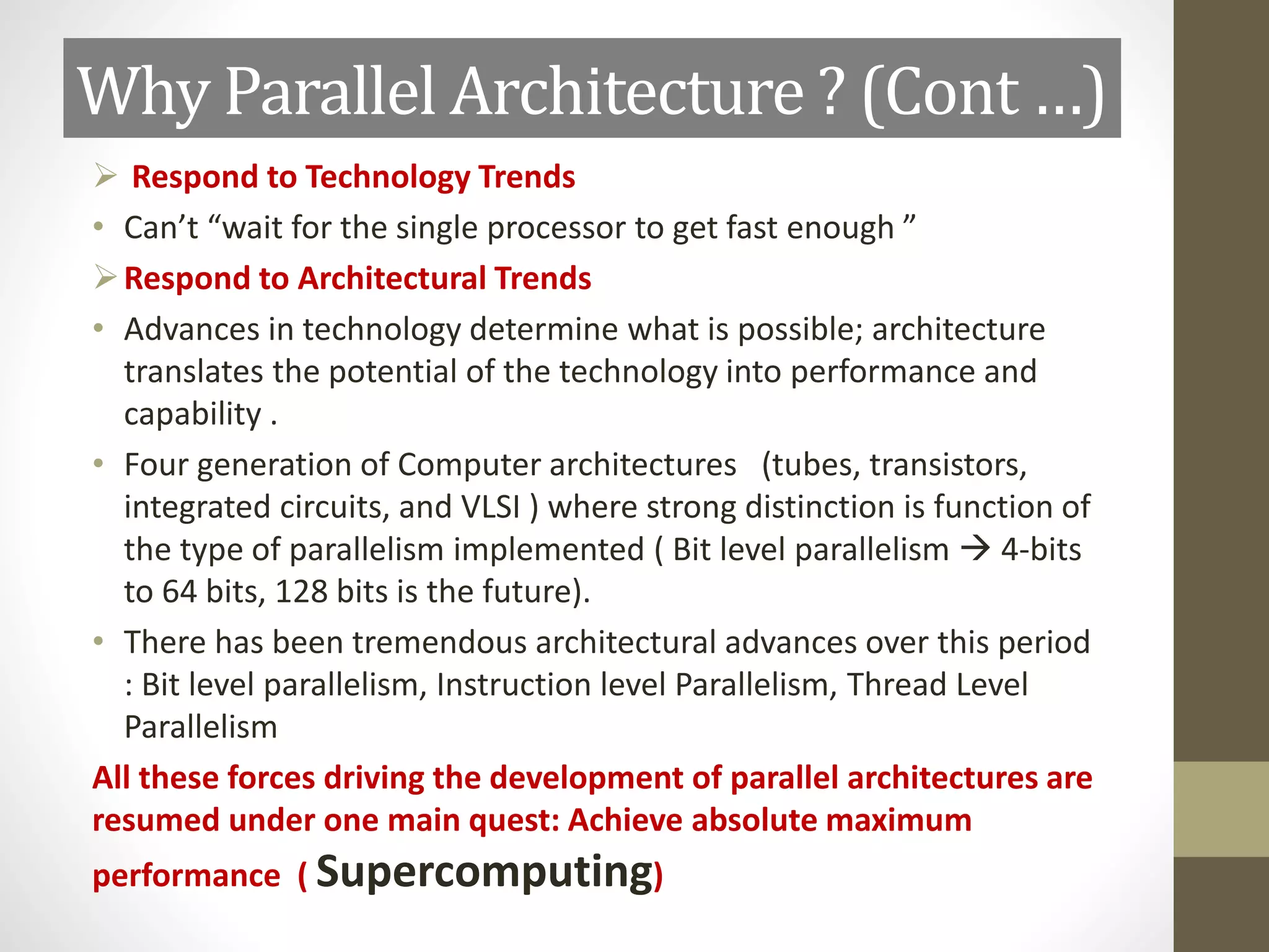 Chap 2 classification of parralel architecture and introduction to ...