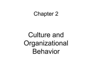 Chapter 2 Culture and Organizational Behavior 