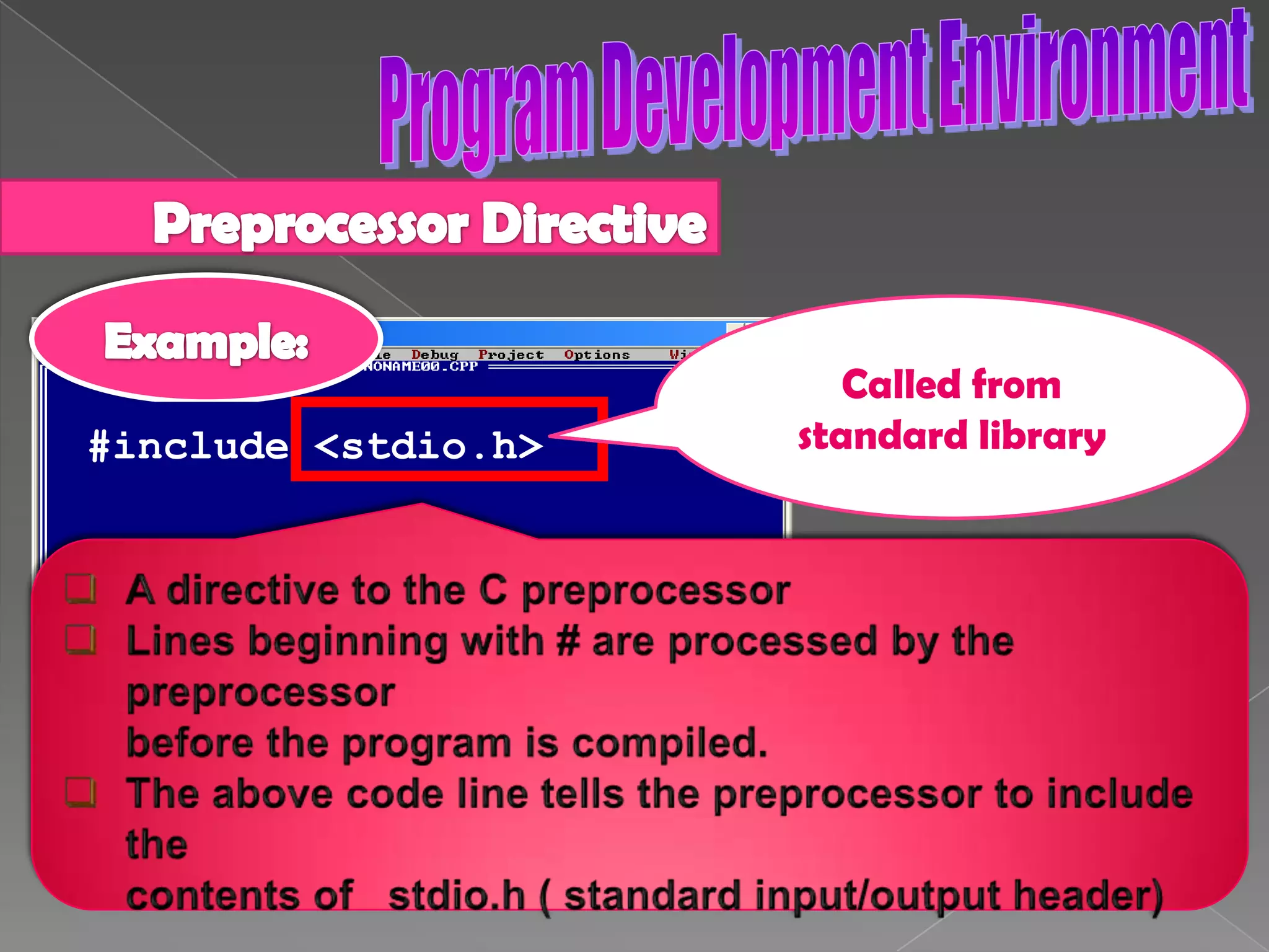  Statement missing in function main()Program Development EnvironmentCommon Programming ErrorsLogic Error2Error occurred due to inappropriate output.Programming mistake.