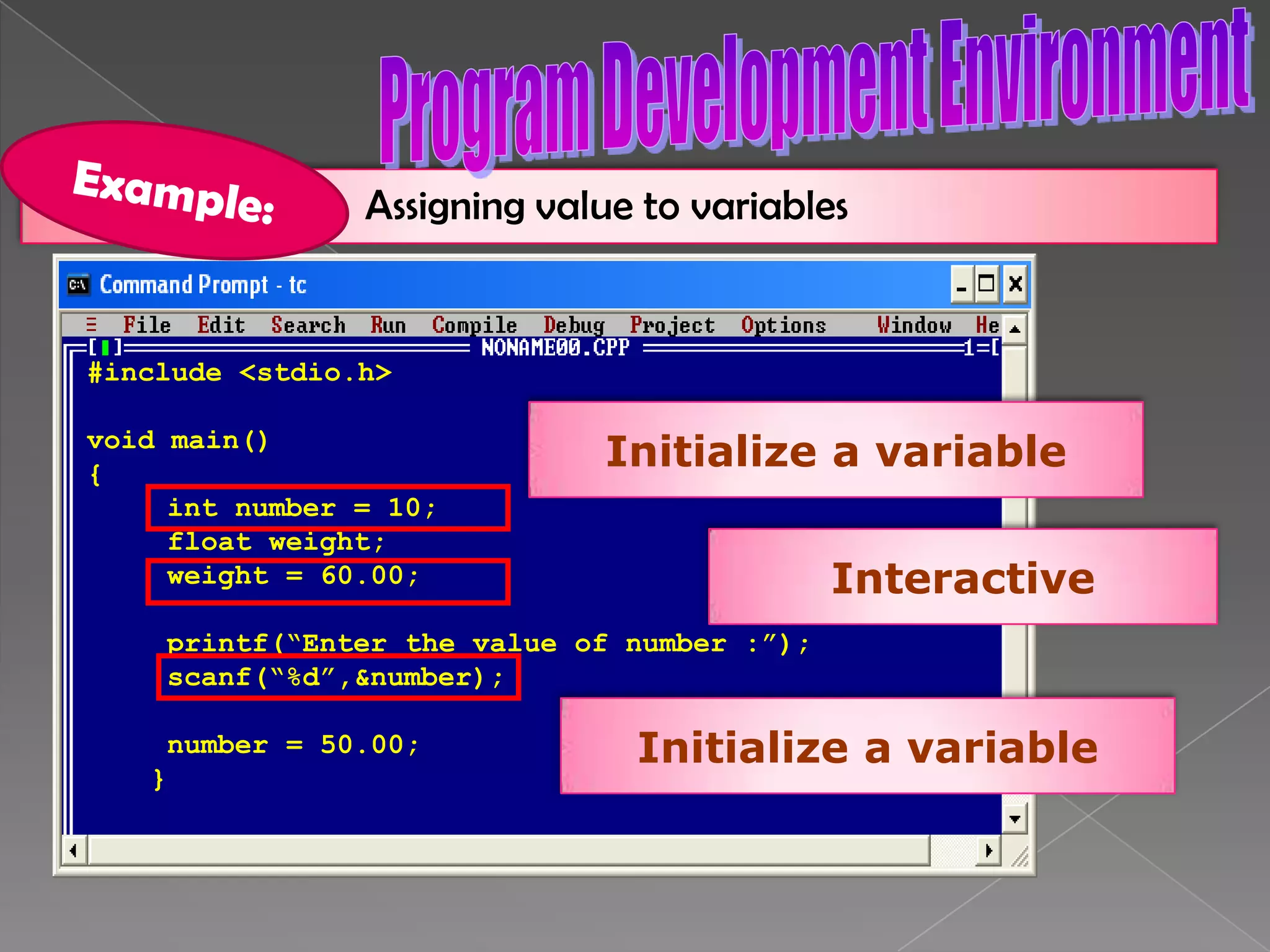 Program Development EnvironmentIdentifierRepresenting particular name in programming