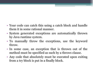 Java-Unit 3- Chap2 exception handling | PPTX