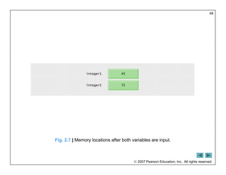  2007 Pearson Education, Inc. All rights reserved.
48
Fig. 2.7 | Memory locations after both variables are input.
 