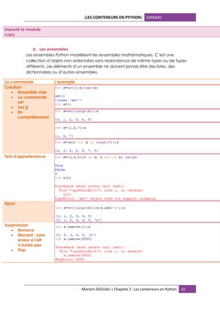Chap2 Les conteneurs en python | PDF