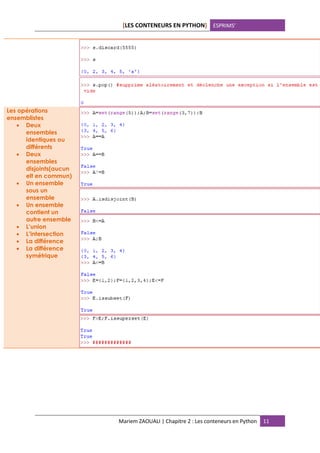 Chap2 Les conteneurs en python | PDF
