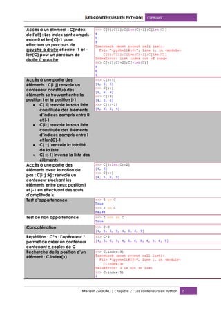 Chap2 Les conteneurs en python | PDF
