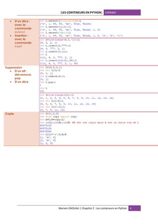 Contenedores Python Chap2 Les conteneurs en python | PDF