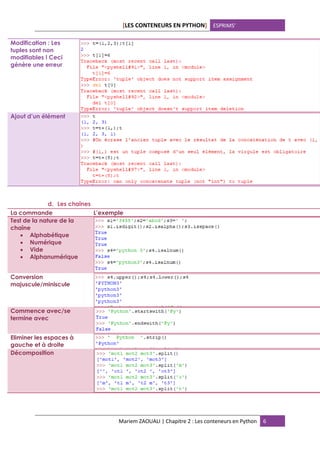 Chap2 Les conteneurs en python | PDF