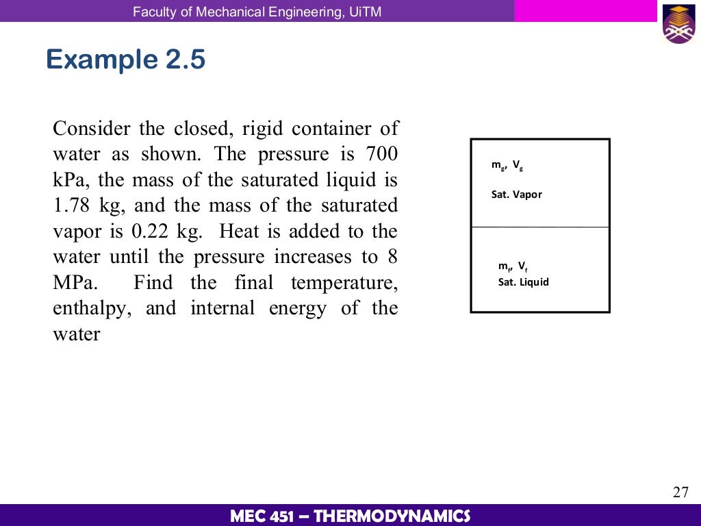 Thermodynamic Chapter 2 Properties Of Pure Substances