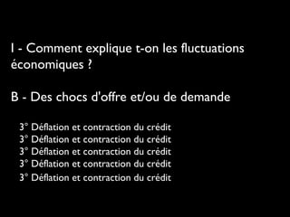I - Comment explique t-on les fluctuations
économiques
?
B - Des chocs d'offre et/ou de demande
3° Déflation et contraction du crédit

 