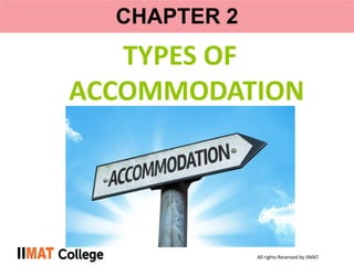All rights Reserved by IIMAT
CHAPTER 2
TYPES OF
ACCOMMODATION
 