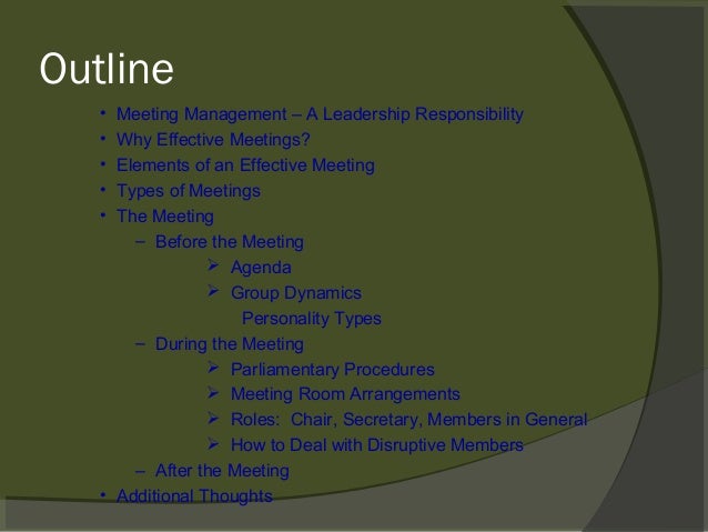 business meeting outline