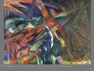 FRANZ MARC,  Fate of the Animals , 1913. Oil on canvas, 6’ 4 3/4” x 8’ 9 1/2”. Kunstmuseum, Basel.  