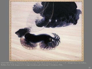 GIACOMO BALLA,  Dynamism of a Dog on a Leash , 1912. Oil on canvas, 2’ 11 3/8” x 3’ 7 1/4”. Albright-Knox Art Gallery, Buffalo, New York (bequest of A. Conger Goodyear, gift of George F. Goodyear, 1964).  