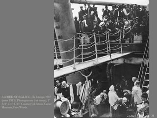 ALFRED STIEGLITZ,  The Steerage , 1907 (print 1915). Photogravure (on tissue), 1’ 3/8” x 10 1/8”. Courtesy of Amon Carter Museum, Fort Worth.  