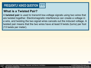 A  twisted pair  is used to transmit low-voltage signals using two wires that are twisted together. Electromagnetic interference can create a voltage in a wire, and twisting the two signal wires cancels out the induced voltage. A twisted pair means that the two wires have at least 9 twists (turns) per foot (13 twists per meter). What is a Twisted Pair? 