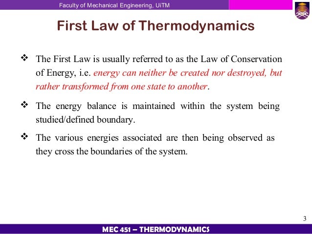 thermodynamic chapter 3 first law of thermodynamics what is the law of thermodynamics