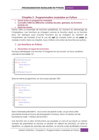 Chap3 programmation modulaire en python | PDF