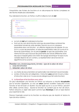 Chap3 programmation modulaire en python | PDF