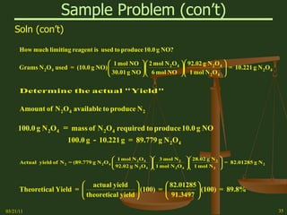 Sample Problem (con’t) Soln (con’t) 03/21/11 