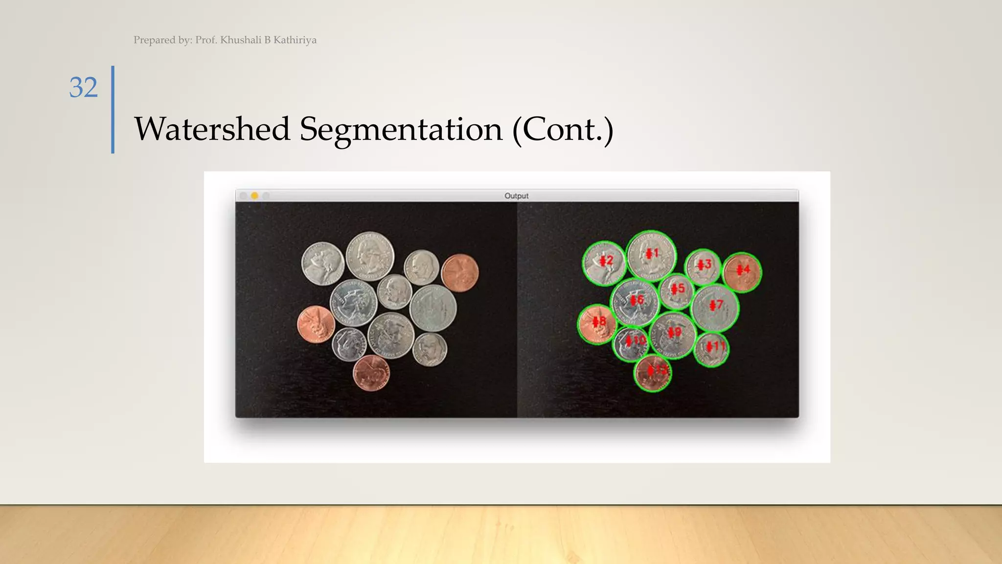 Watershed Segmentation (Cont.)
Prepared by: Prof. Khushali B Kathiriya
32
 