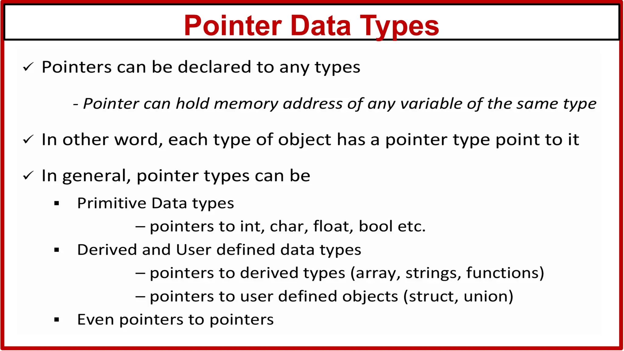 Pointer Data Types
 