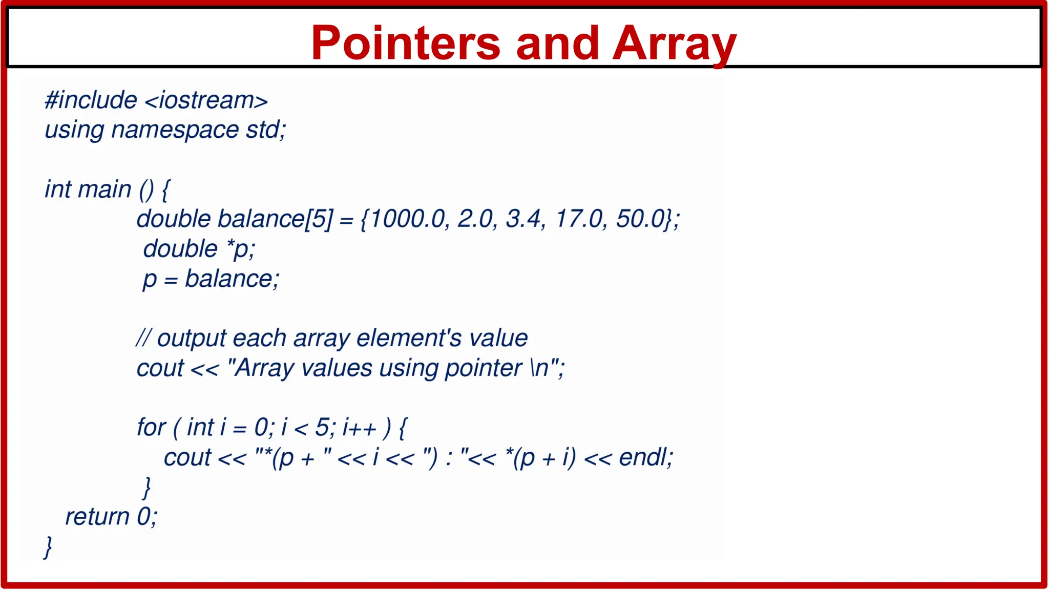 Pointers and Array
 