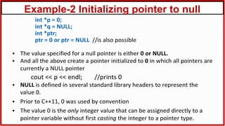 Example-2 Initializing pointer to null
 