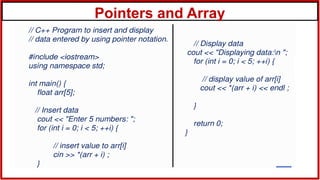 Pointers and Array
 
