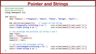 Pointer and Strings
 