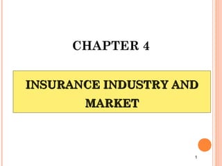 1
CHAPTER 4
INSURANCE INDUSTRY ANDINSURANCE INDUSTRY AND
MARKETMARKET
 
