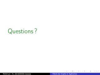 Questions ?
Réalisé par : Pr. EN-NAIMANI Zakariae Théorie des Graphes et Applications
 
