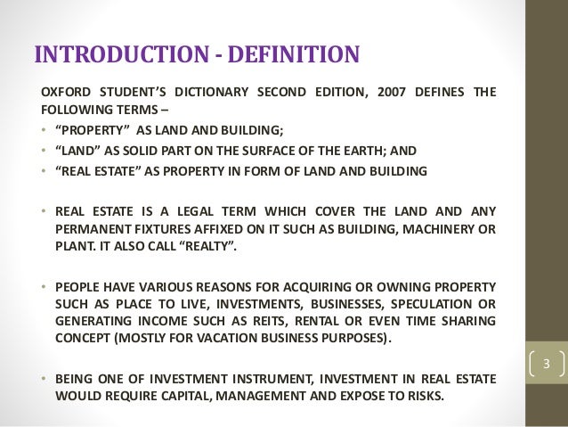 Investment In Real Estate And Propert