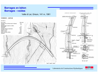 ÉC OLE POLY TEC HNIQUE
FÉDÉRALE D E LAUSANNE
Laboratoire de Constructions Hydrauliques
Barrages en béton
Barrages - voûtes
Valle di Lei, Grison, 141 m, 1961
 
