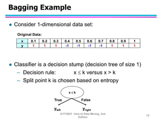 Bagging Example
 Consider 1-dimensional data set:
 Classifier is a decision stump (decision tree of size 1)
– Decision r...