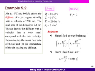 Diffuser Thermo Example chapter 4 first law of thermodynamics thermodynamics 1 | PDF