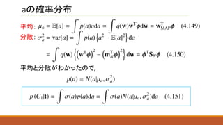 aの確率分布
平均：
分散：
平均と分散がわかったので,
 