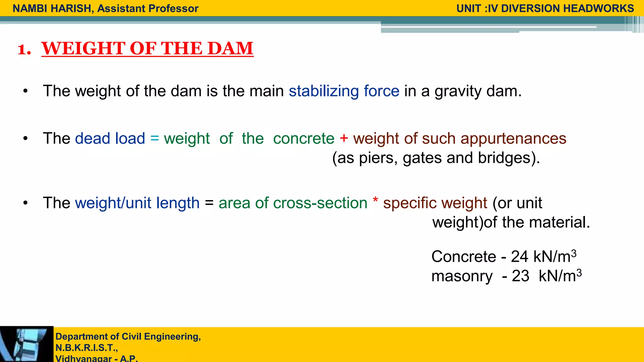 Types of Forces Acting on Gravity Dam | PPTX
