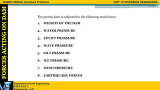 Types of Forces Acting on Gravity Dam | PPTX