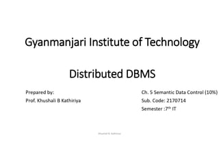 DDBMS_ Chap 5 Semantic Data Control