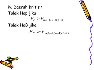 iv. Daerah Kritis :  Tolak Hop jika  Tolak HoB jika  