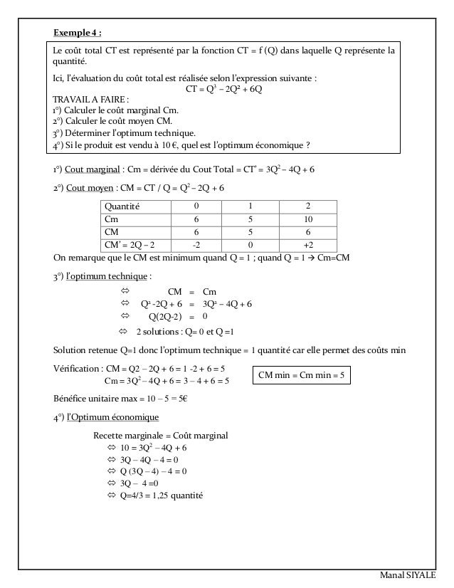 cout marginal exemple